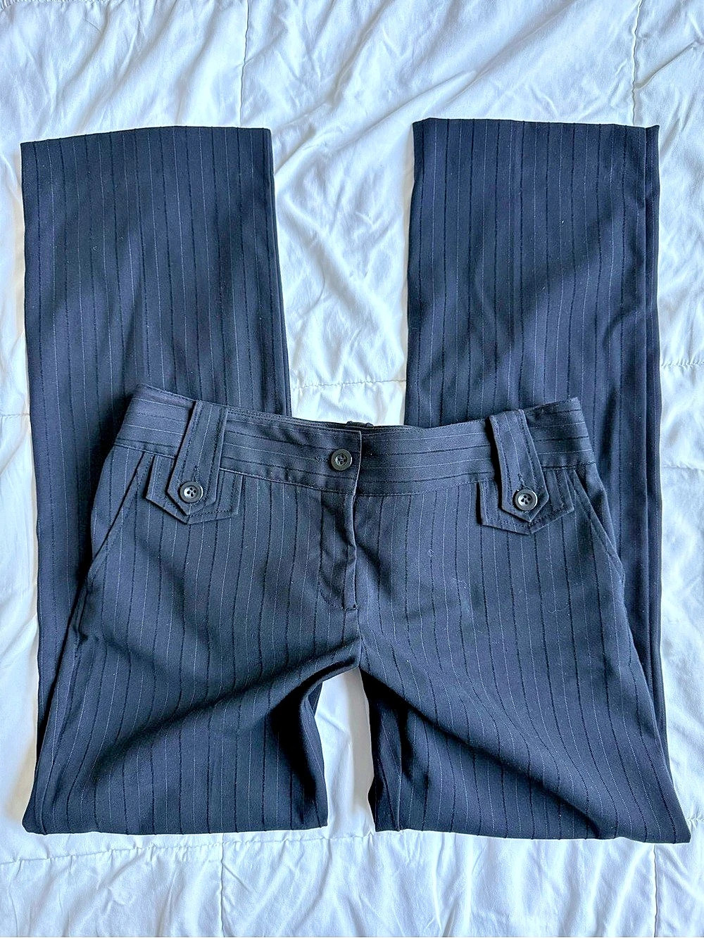 Sportsgirl Low Rise Pinstripe Pants in Black Size 8 Like New